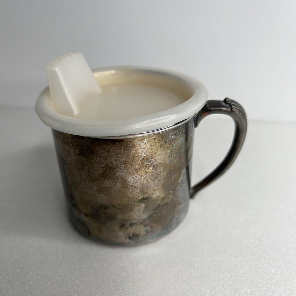 Vintage 1960s Childrens Oneida Silver One Handled Sippy Cup
